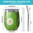 thumbnail image 5 of 12oz Stemless Wine Tumblers Green Daisy Flower Orange Centers Pattern Vacuum Insulated Stainless Steel Travel Tumbler Cups Mug with Lid and Straw for Champaign,Cocktail,Beer with Cleaning Brush, 5 of 5