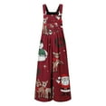 thumbnail image 5 of Christmas Women's Overalls Jumpsuits Casual Loose Straps Wide Leg Long Pant with Pockets, 5 of 5