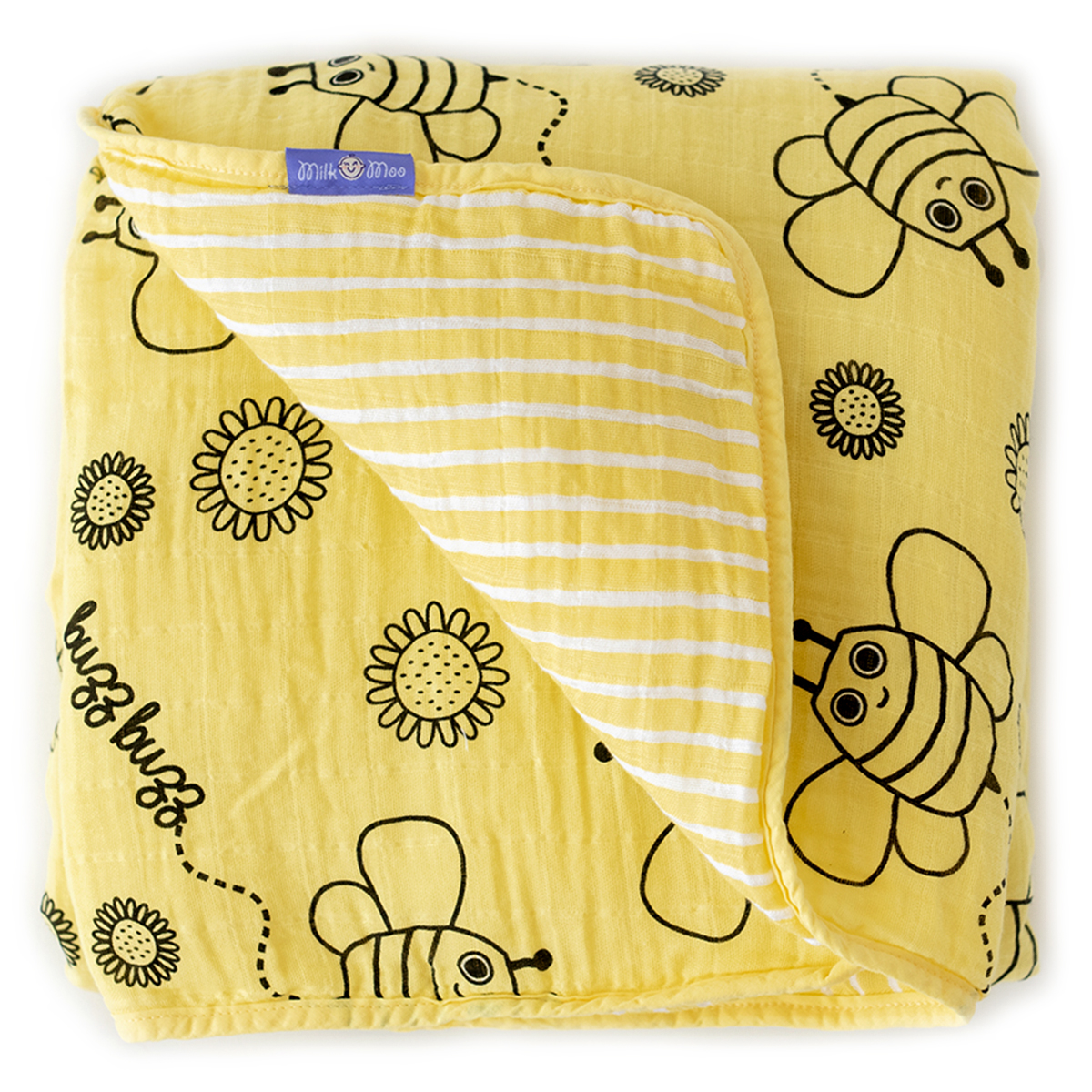 Milk&Moo Muslin Blanket, Baby Blanket for Toddler Girls and Boys, 100% Cotton, Yellow