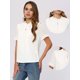 thumbnail image 2 of Top con volantes Allegra K para mujer cuello alto manga corta blusas casuales de negocios blanco L, 2 of 6