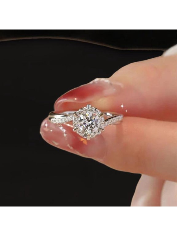 LINXIQIN 925 Sterling Silver Ring Moissanite One Carat Adjustable Star Weave Twist Arm Women's Jewelry