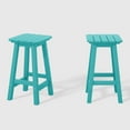 thumbnail image 3 of WestinTrends Malibu 24" HDPE Outdoor Patio Counter High Backless Square Bar Stools Set of Two, Turquoise, 3 of 8