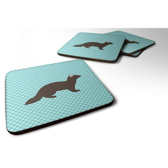 Sable Marten Blue Check Foam Coaster, Set of 4