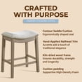 thumbnail image 6 of ROME + OAK Parker 26" Backless Saddle Kitchen Counter Stool, Reclaimed Oak,Ash Grey Fabric, 6 of 13