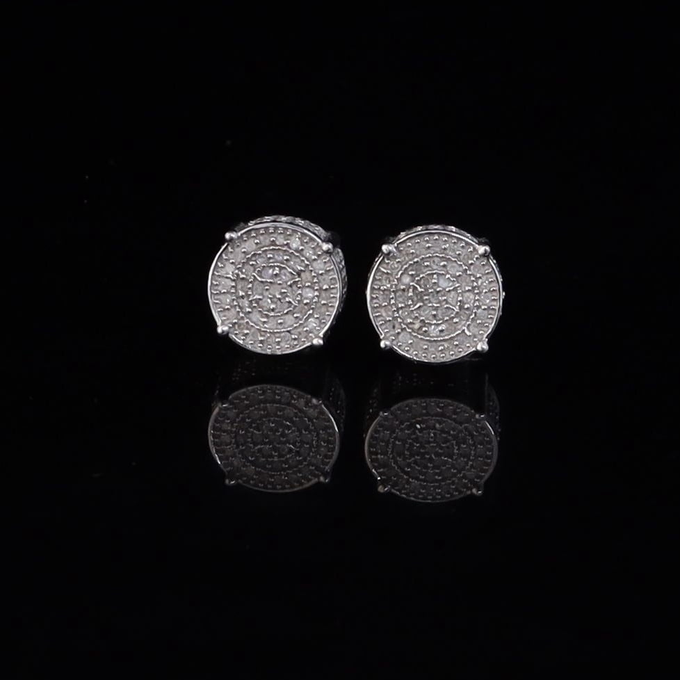 King of Bling's 925 Sterling Silver White Hip Hop 0.40ct Diamond Men's/ Women's Stud Earrings