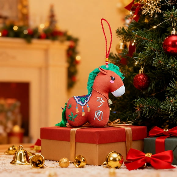 Poupée Cheval en Peluche, Pendentif de Petits Chevaux Mignons, Décoration Suspendue de Noël, Ornement pour le Festival du Printemps, Cadeau de l'Année 2026 du Cheval, Poupée Cheval en Peluche Douce, Jouet Cheval de Dessin Animé, Décoration Cheval pour les Fêtes