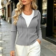 thumbnail image 3 of FAIWAD Hoodies for Women Zip Up Long Sleeve Fitted Ribbed Cardigans Slim Stretch Athletic Workout Outdoor Sweatshirt, 3 of 8