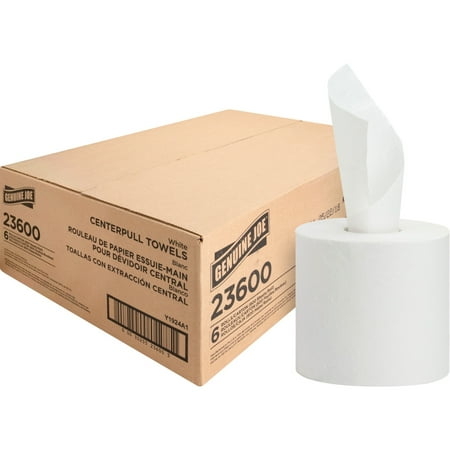 Genuine Joe Centerpull Paper Towels - 2 Ply - 600 Sheets/roll - White - Fiber - Non-chlorine Bleached, Center Pull - For Washroom - 600 - 6 / Carton