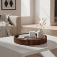 thumbnail image 3 of Better Homes & Gardens Ribbed Wood Decorative Tray, Walnut Finish, 16.4", 3 of 7
