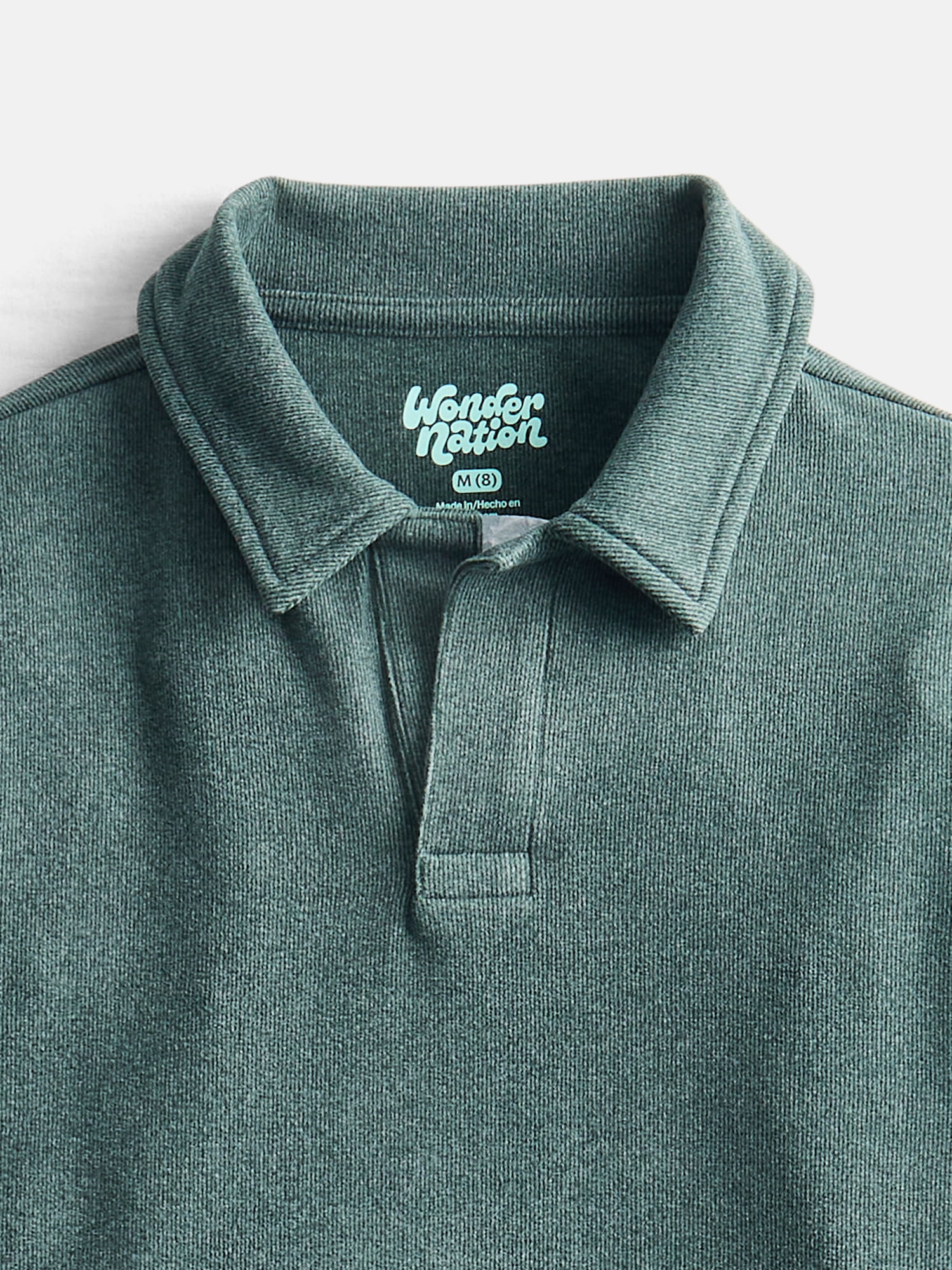 Wonder Nation Boys Cozy Polo Shirt with Long Sleeves, Sizes XS-XXL and Husky