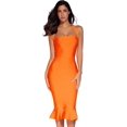 thumbnail image 4 of Womens Halter Fishtail Bandage Party Dress Elegant Wedding Guest Dress Color Orange Large, 4 of 4