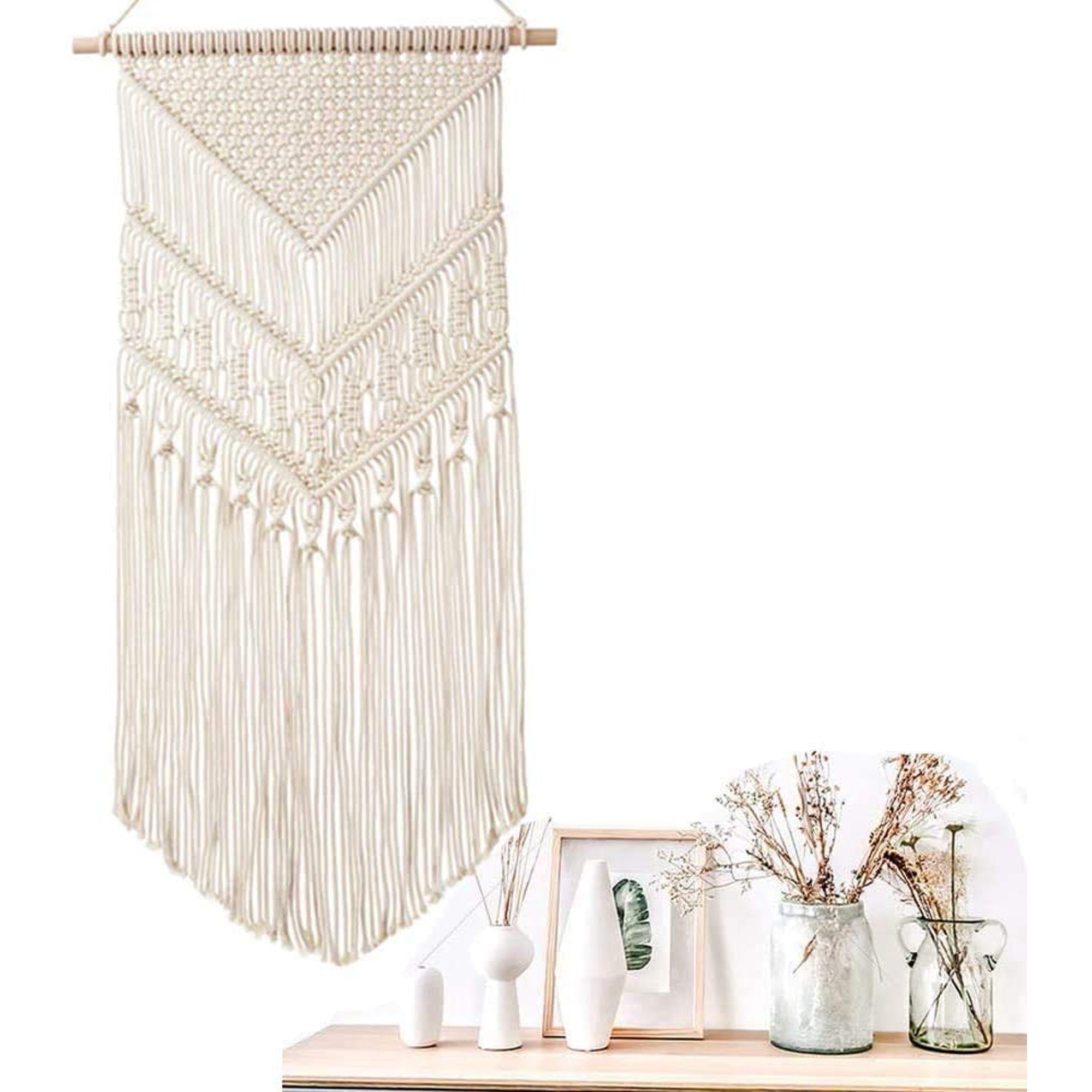 Macrame Wall Hanging Boho Wall Decor Cotton Tapestries Handmade Decorative Beiger For Living Room Decoration Beige Walmart Canada