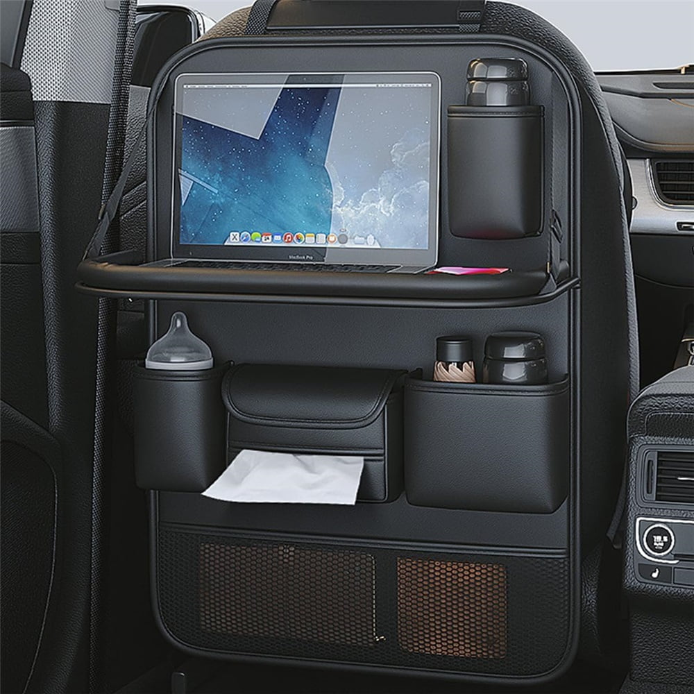 Sugagale Car Back Seat Tray Organizer, Foldable Table Tray Seat Back Protectors Kick Mats Travel Accessories, Backseat Storage Protector Kids Travel Accessories