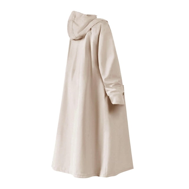 Poncho de lluvia de cobertura total de tela Oxford con capucha, impermeable para montar a caballo, capa de lluvia Caqui XL