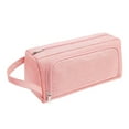 thumbnail image 2 of Large Capacity Large Pouch Canvas Double Zipper Pencil Cases, Pink, 2 of 9