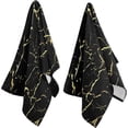 thumbnail image 3 of Dreamtimes 3D Black Gold Marbling Stone Print Soft 2 Piece Fluffy Guest Hand Towels, Multipurpose Decor for Bathroom, Hotel, Gym and Spa (14" x 28"), 3 of 5