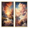 thumbnail image 2 of Designart "Contrasting Cloud Dramas I" Clouds Framed Wall Art Set Of 2 - Coral Landscapes Gallery Wall Frame Set For Home Decor, 2 of 7