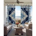 thumbnail image 4 of Blackout Curtains for Bedroom, Vintage Ethnic Room Darkening Window Drapes for Living Room, Boho Tribes Modern Blue Middle Century Thermal Insulated Grommet Curtains, 42x63 inch, 2 Panels, 4 of 9