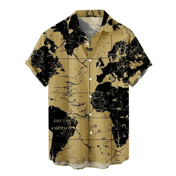 IROINNID Men's Short Sleeves Halloween Printed Casual Blouse