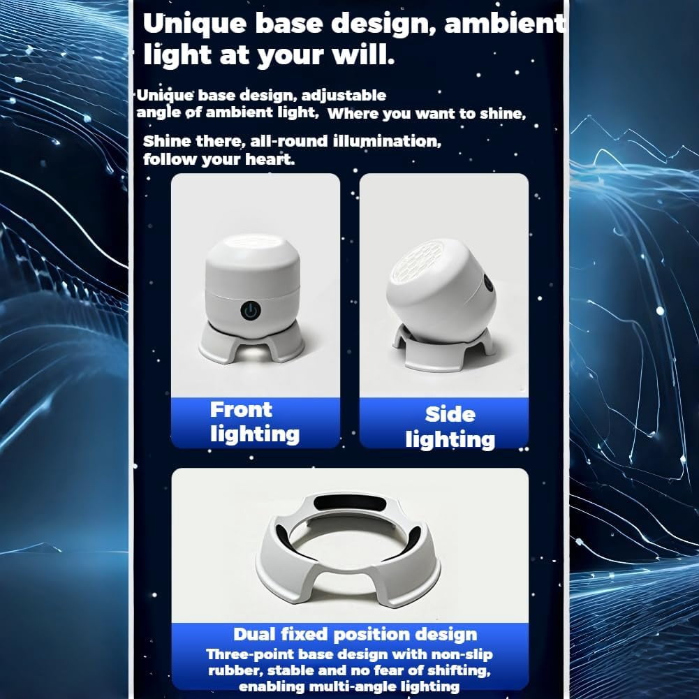 Dynamic Rotating LED Projector Light, USB Rechargeable LED Projector, Snowflake/Christmas/Ocean Dynamic Patterns, Multi-Angle Projection Base, for Meditation, Relaxation, Bathroom, Gifts