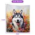 thumbnail image 5 of Welcome Spring Summer Siberian Husky Portrait Flower Blue Sky Quilt Blanket Husky Dog Lover Gifts Cozy Comforter Throw Blanket - 12001, 5 of 5