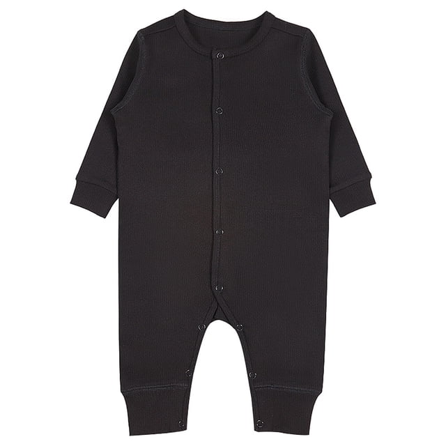 Barboteuse Bebe Fille Solid Long Sleeve Spring Summer Jumpsuit for Baby Newborn Breathable Soft Romper with Snap Closure Easy to Wear Baby Boy Romper Black 6 Months-9 Months