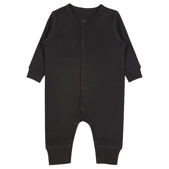WERYOUNG Girls Boys Jumpsuit Summer Unisex Soft Comfortable Solid Color Long Sleeve Round Neck Button Jumpsuit Baby Sweet Daily Wear Sleepwear Onesie,Black,9-12 Months