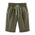 thumbnail image 4 of ABATAB Summer Capri Pants for Women Cotton Linen Loose Cropped Trousers Button down Roll up Hem Casual Lounge Capris Pants, 4 of 5