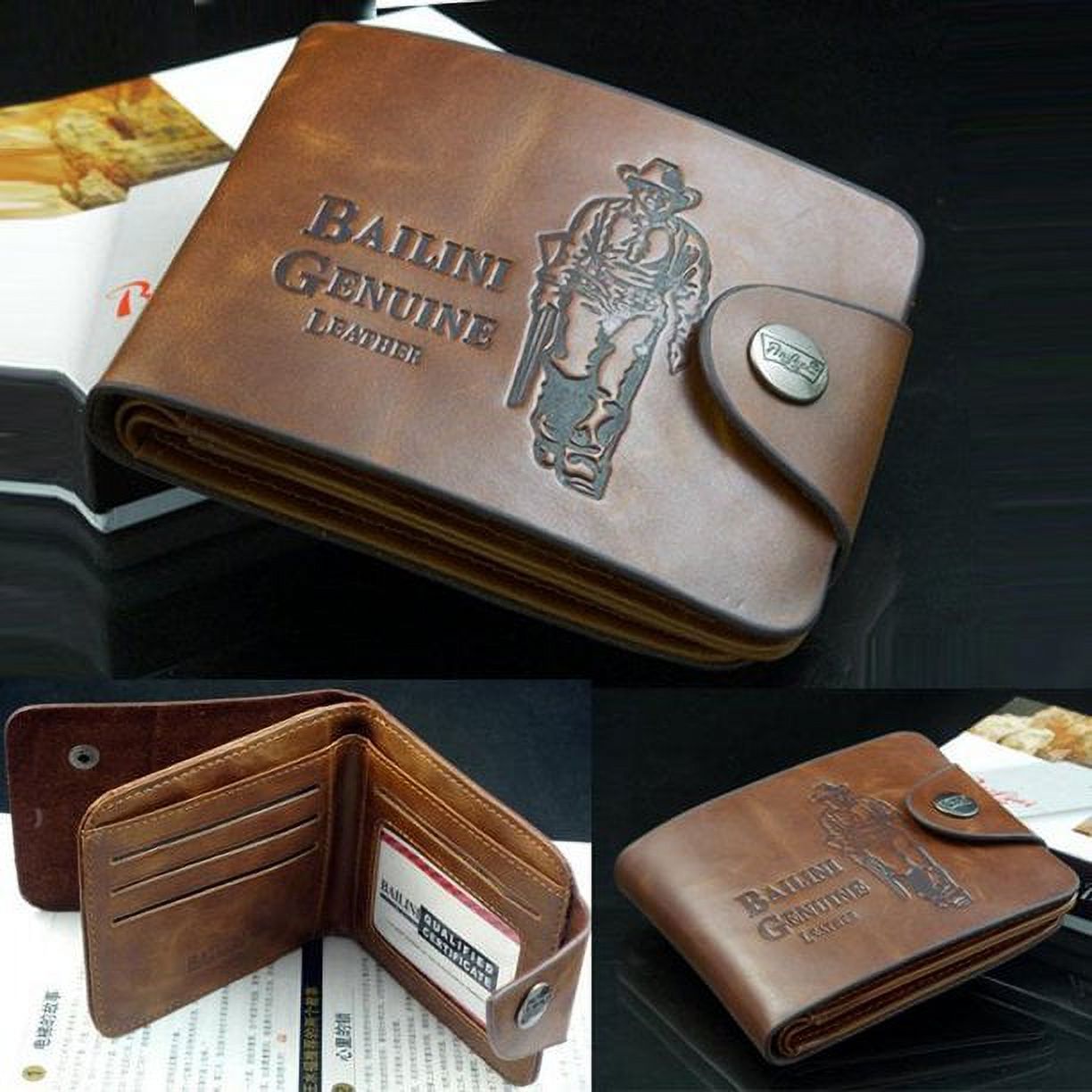 Wallets for Men Genuine Leather Pockets Credit/ID Cards Holder Purse Wallet Front Pocket Wallet - image 3 of 6