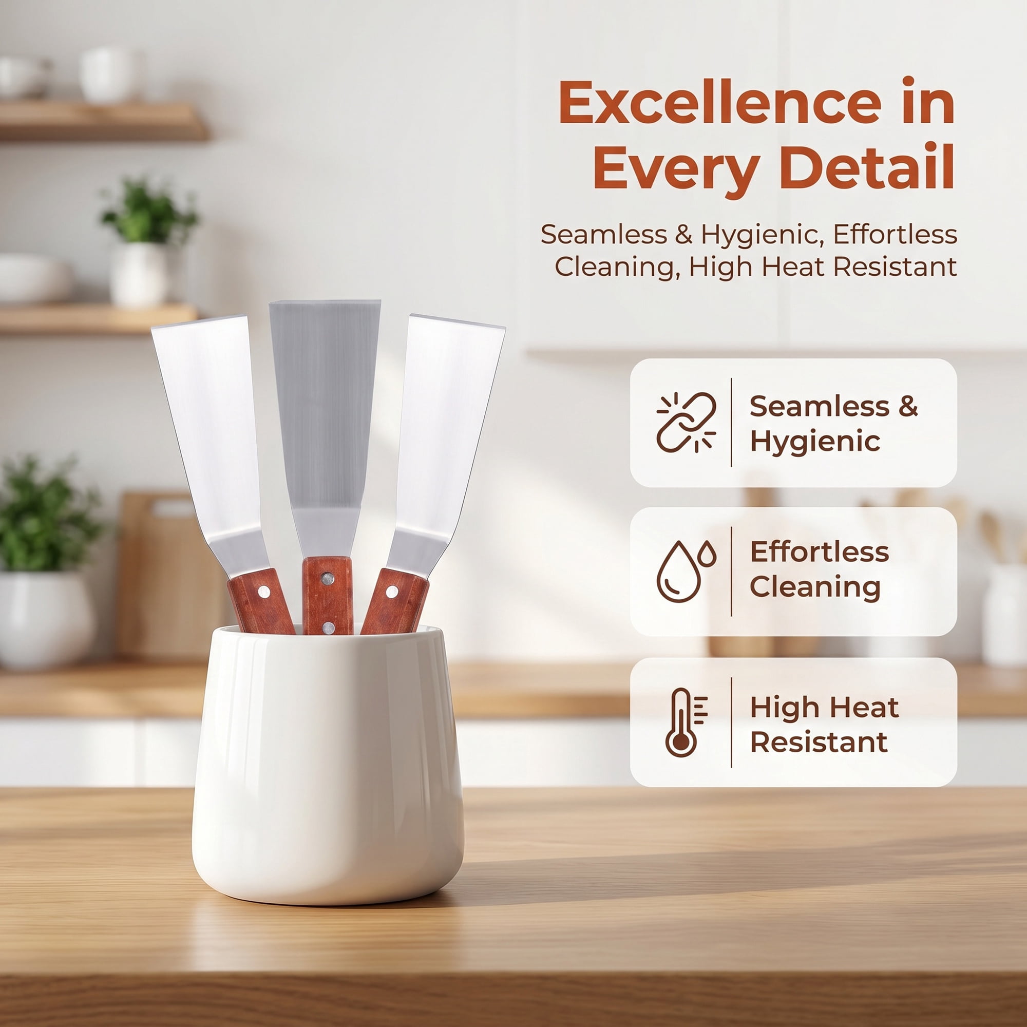 Unique Bargains Spatula Pack Dishwasher Safe Kitchen Utensils Silver-B 3Pcs