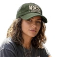 thumbnail image 4 of There's A 99% Chance I Don't Care Embroidered Baseball Cap, Adjustable Distressed Cotton Dad Hat for Men and Women, Funny Statement Cap for Outdoor, Casual Wear, and Gift - Army Green, 4 of 7