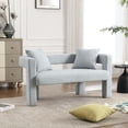thumbnail image 2 of BISHE Modern Chenille Loveseat Sofa, Plush 2-Seater Couch for Small Spaces, Upholstered Accent Sofa Bed with Soft Fabric, Compact Apartment Sofa for Living Room & Bedroom, Mint Green, 2 of 9