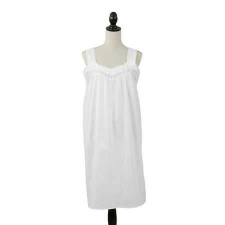 

Saro Lifestyle NG296.W010 Embroidered Long Nightgown White - Large