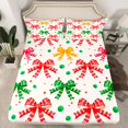 thumbnail image 2 of Manfei Cute Cartoon Bowknot Full Size Sheets,Colorful Bow Tie Bed Sheets,Red Green Beige Sheet Sets For Girl,Breathable Home Decor,4-Piece, 2 of 7