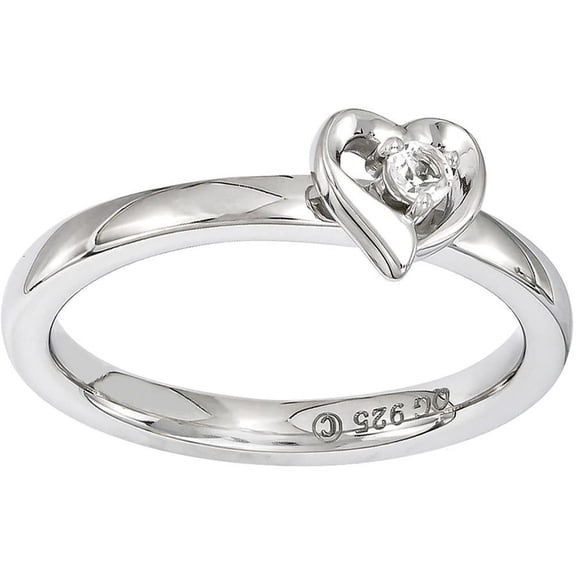 White Topaz Sterling Silver Heart Ring