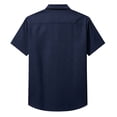 thumbnail image 5 of LMOIPLI Mens Short Sleeve Button Down Lapel Shirts Hollow Out Shirts Casual Fashionable Summer Beach Tops Navy L, 5 of 7