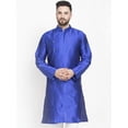 thumbnail image 1 of eloria Men's Traditional Royal Blue Thread Work Pathani Kurta, 1 of 7