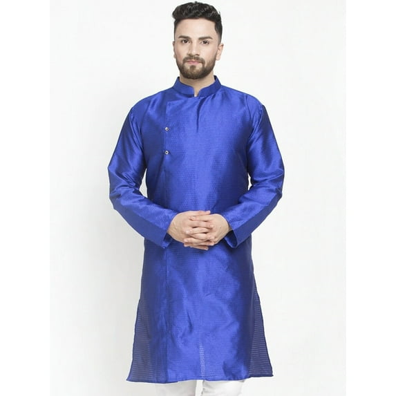eloria Men's Traditional Royal Blue Thread Work Pathani Kurta