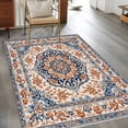 thumbnail image 3 of Blue Burnt Orange Boho Large Area Rugs for Bedroom Living Room, Soft Non Slip Carpet Bedside Rug, Antique Southwestern Ethnic Rectangular Floor Cover Kitchen Accent Rug 2.7'x5' for Dining Room/Office, 3 of 9
