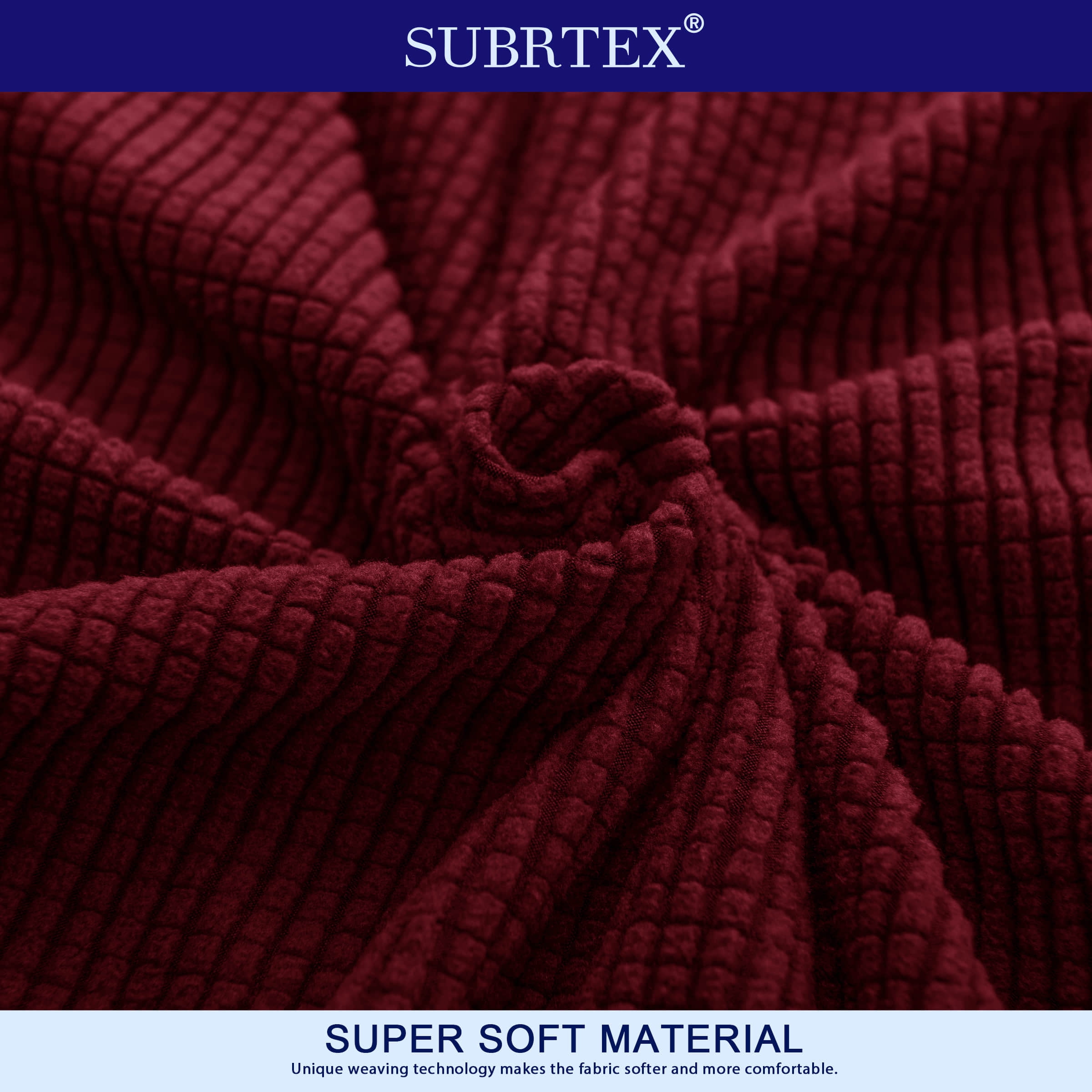 Subrtex Stretch 1-Piece Textured Grid Loveseat Slipcover, Wine