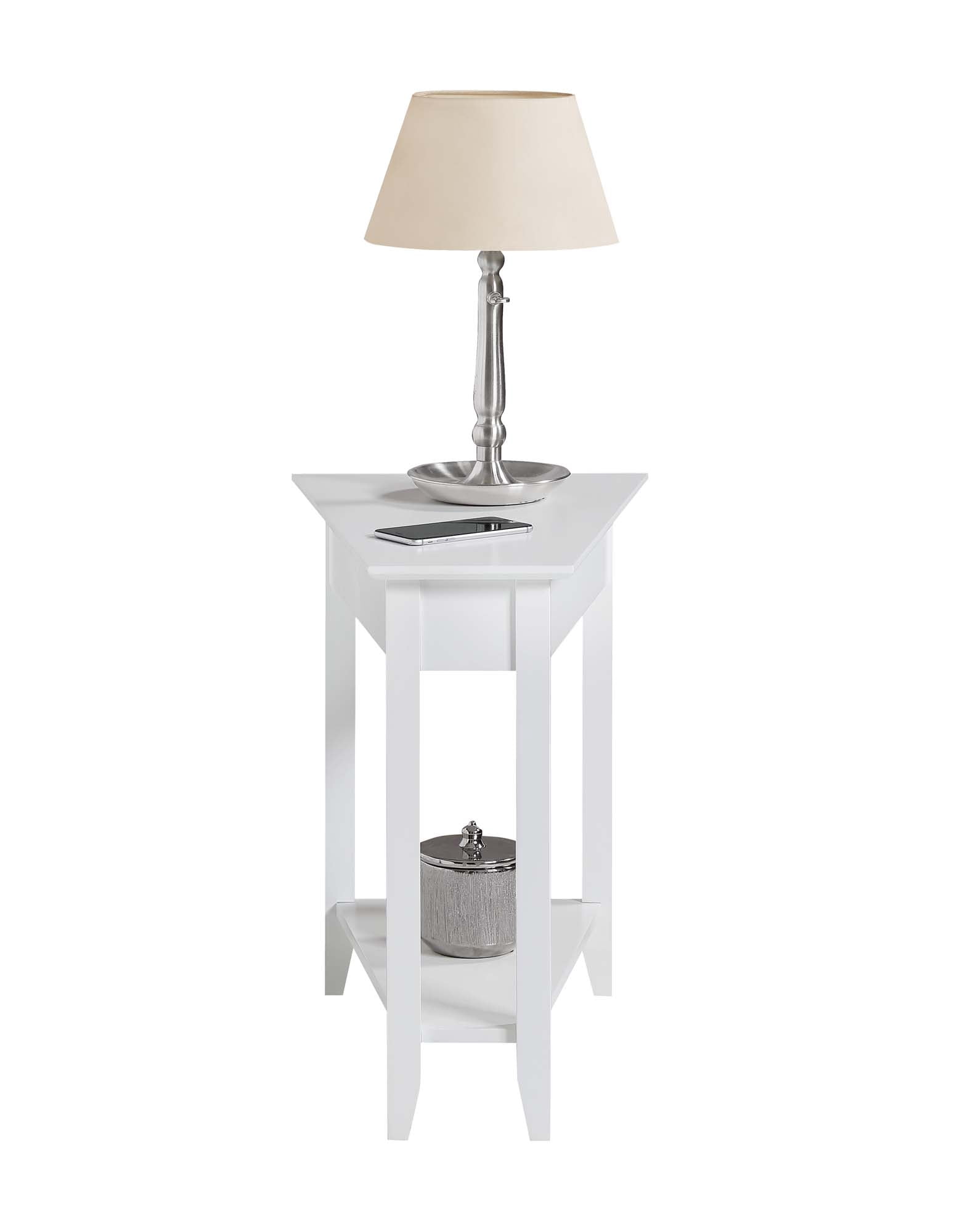 Convenience Concepts American Heritage Wedge End Table with Shelf, White