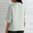 thumbnail image 6 of DDAPJ pyju Oversized Tshirts for Women V Neck 3/4 Sleeve Side Slit Tops Summer Casual Boho Blouses White M, 6 of 8