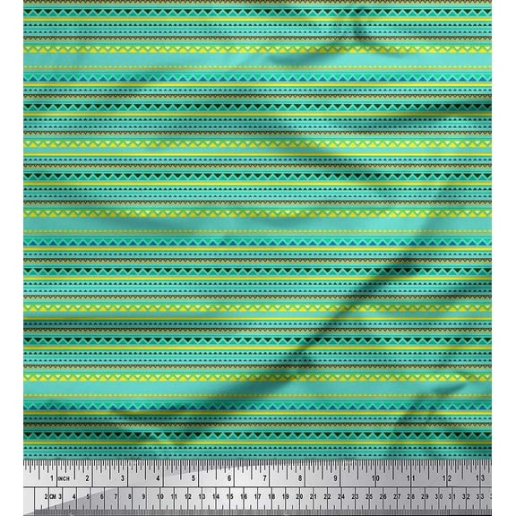 Soimoi Cotton Duck Fabric Stripe & Triangle Geometric Print Fabric by The Yard 42 Inch Wide