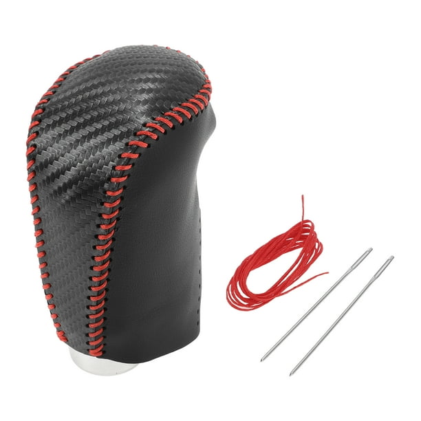 Cubierta de Pomo de Cambio de Marcha Unique Bargains Protector de Manija de Cambio para Nissan Rogue Sport 2017-2022 Fibra de Carbono Negra Roja Cuero Sintético 1 Pc Antideslizante
