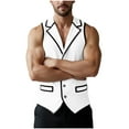 thumbnail image 2 of WIZUTIZ Men's Vintage Corduroy Suit Vest Casual V-Neck Dress Waistcoat Silm Fit Textured Faux Fake Suit Vest with Pockets, 2 of 5