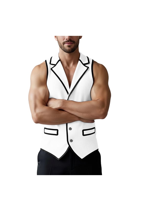 Men's Solid Color Corduroy Button Down Vest, Sleeveless Collared Shirt for Casual Layering and Smart Style