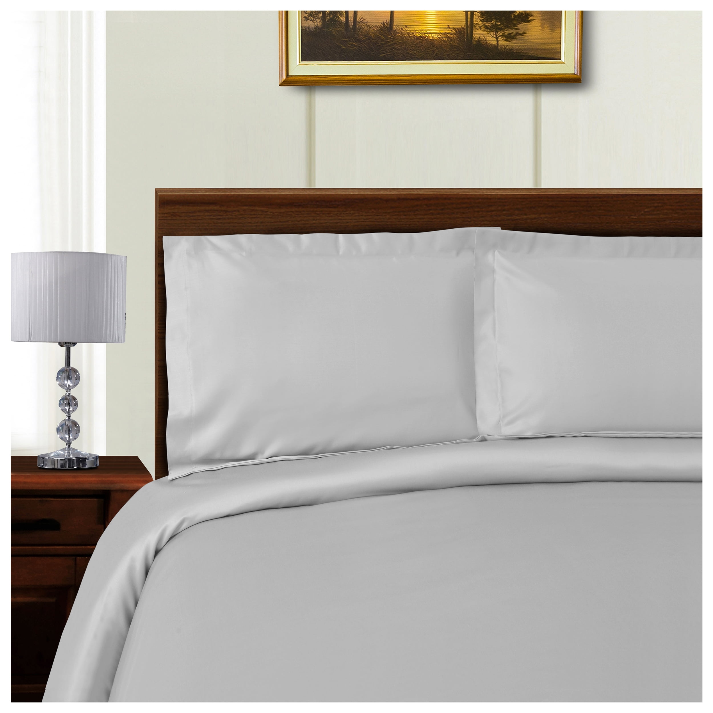 1000 Thread Count LyocellBlend Duvet Cover Set, Full/ Queen, Grey by