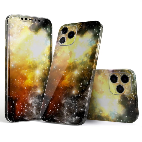 DesignSkinz Glowing Gold & Black Nebula Full-Body Skin Decal Wrap Cover for iPhone 16