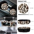 thumbnail image 6 of Jeiento Brown Cow Print 12 Pcs Front Car Seat Cover Set with Bucket Seat Cover Steering Wheel Cover Seat Belt Pad Armrest Cover Coaster Trash Bag Air Vent Bag Rearview Mirror Cover Keychain, 6 of 7