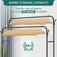 HONEIER Clothes Rack with Wheels, Double Rod Clothing Garment Rack with